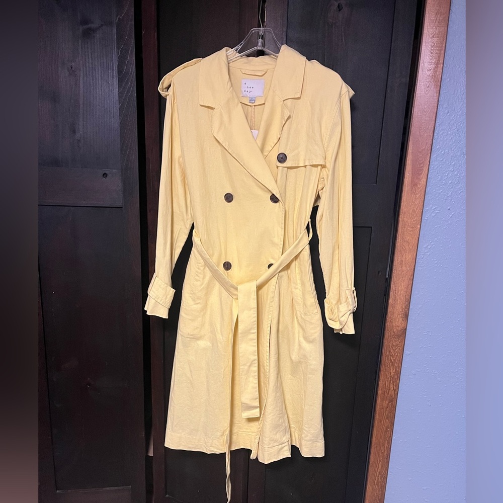 Yellow Double-Breasted Women's Trench Coat NWT Large